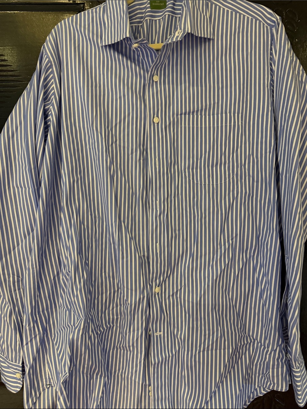 Sid Mashburn Blue and White Vertical Stripe Dress Shirt